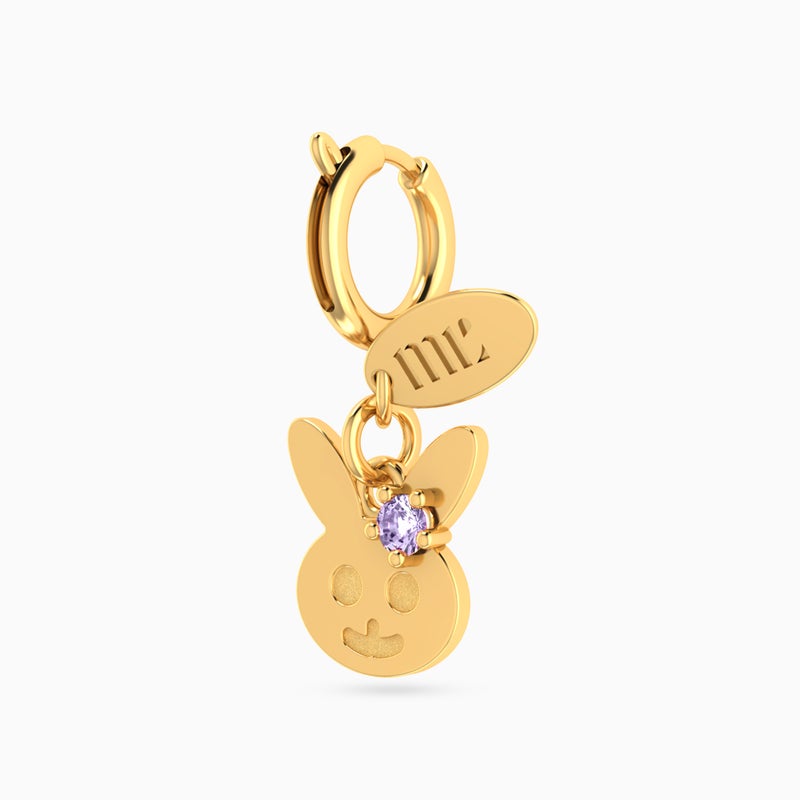 Miss L' by L'azurde Kids Rabbit Purple Stone Charm in 14K Gold - Image 3